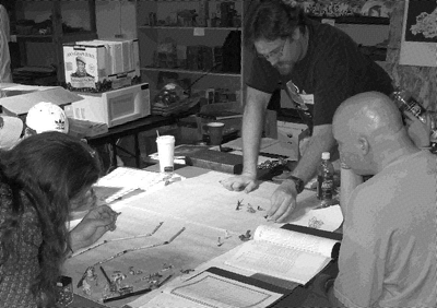 MerpCon1gamersAroundTable Newsprint BW